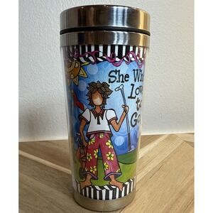 Suzy Toronto Stainless Steel Travel Mug She Who Loves To Golf Brand‎ New